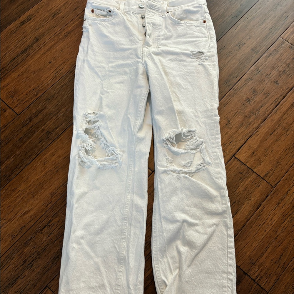Zara white straight leg denim jeans
